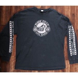 Hot Leathers 2013 Ride Fast Live Hard Black Long Sleeve T-Shirt Men's Size 2XL